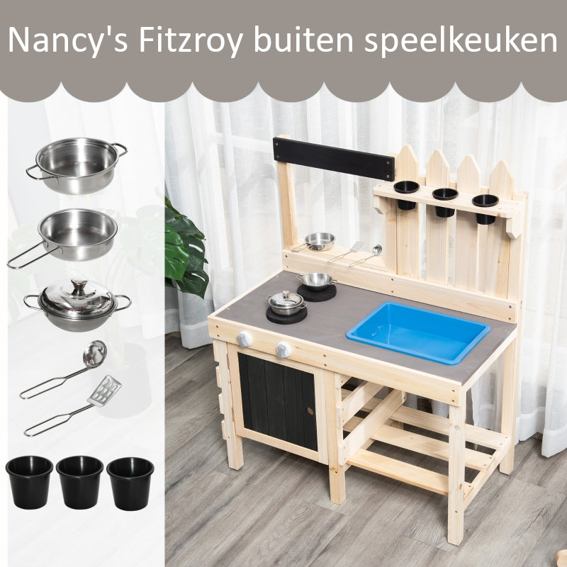 Nancy's Fitzroy Cuisine de jeu extérieure Table de jeu de sable en bois avec accessoires