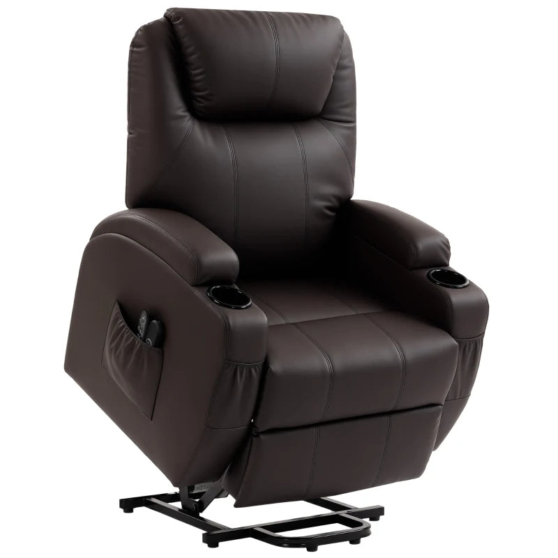 Nancy's Pomezia Sta op Stoel - Seniorenstoel - Relaxfauteuil - Opsta stoel - Donkerbruin - Kunstleer