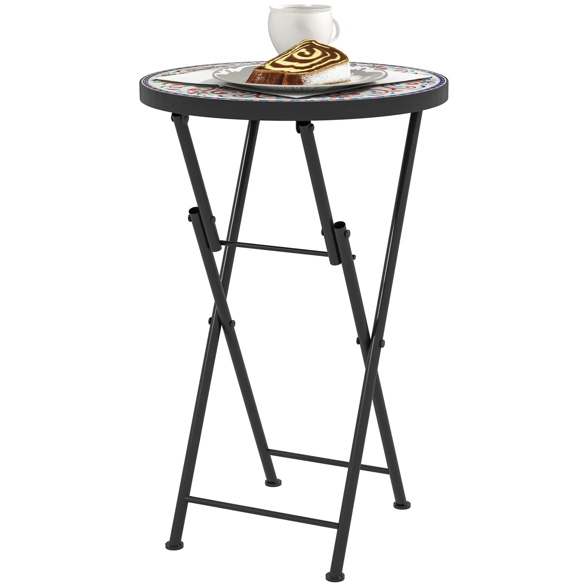 Nancy's Cinigiano Balkontafel - Tuintafel - Bijzettafel voor buiten - Bistrotrafel - Keramiek - ± Ø35 x 55 cm