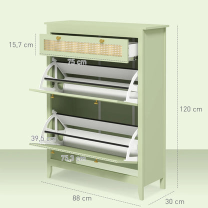 Nancy's Alvalade Commode - Sideboard - Opbergkast - Dressoir - Groen - Polyrattan - ± 90 x 30 x 120 cm
