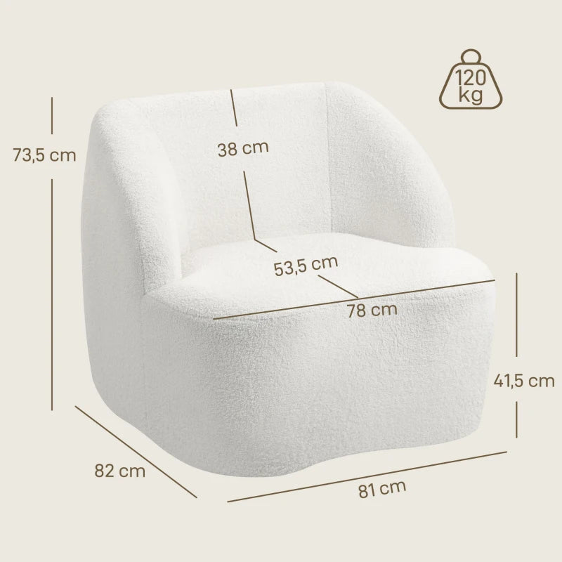Nancy's Mentana Fauteuil - Relaxstoel - Loungestoel - Crème Wit - Teddy / Fleece