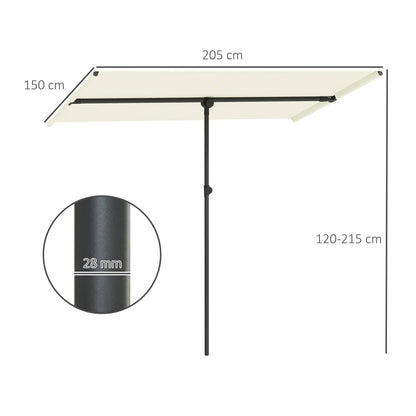 Nancy's Crema Parasol - Tuinparasol - Verstelbaar - Beige - 150 x 205 x 120-215 cm