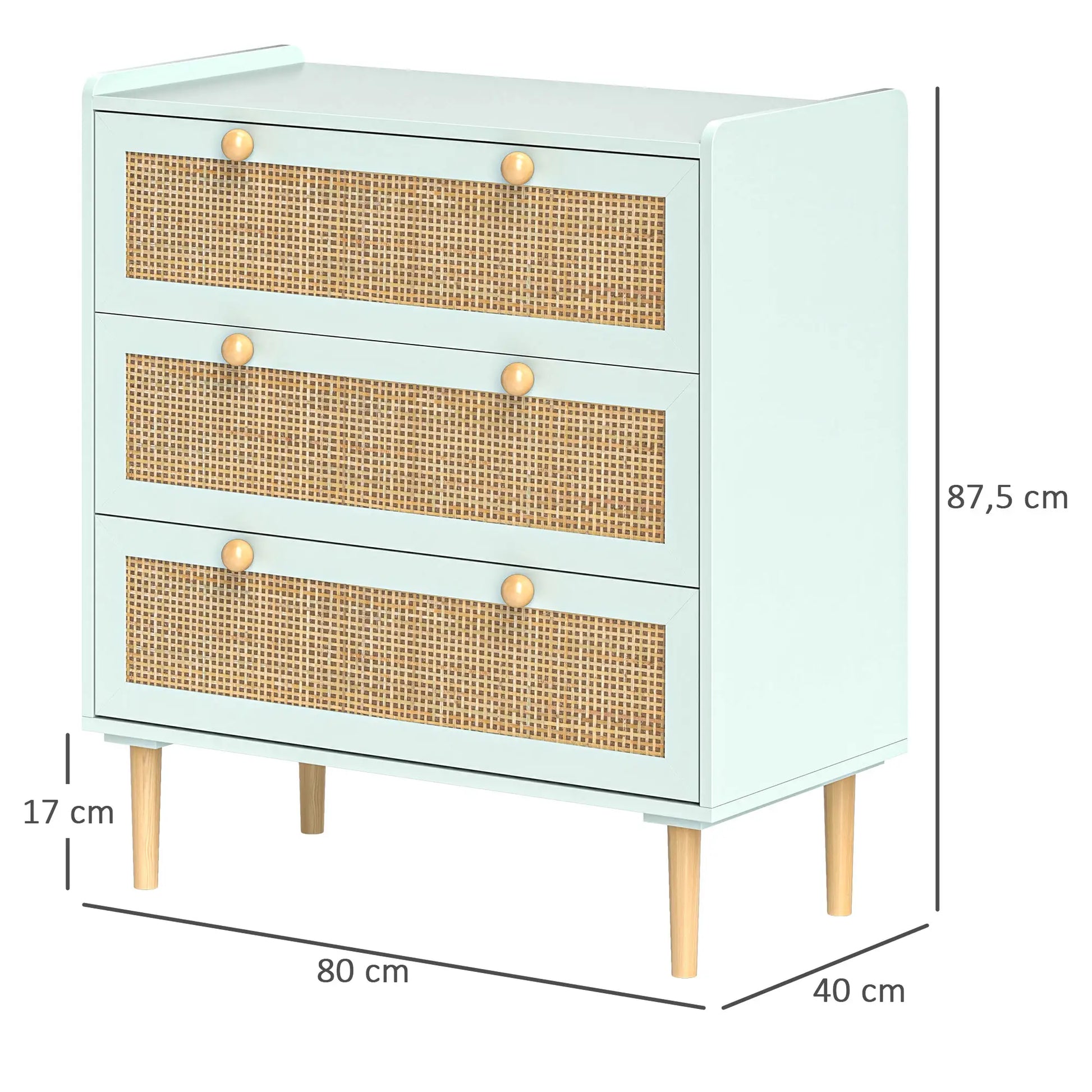 Nancy's Cercal Commode - Sideboard - Opbergkast - Dressoir - Lichtblauw - Polyrattan - ± 80 x 40 x 85 cm