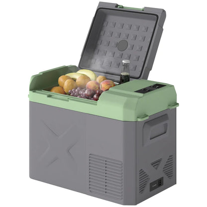 Nancy's Sovere Koelbox - Koeler - AC / DC Adapters - LED-Verlichting en Display - Grijs / Groen - 24,2 Liter