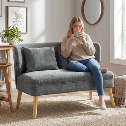 Nancy's Sepino 2-Zitsbank - Tweezitsbank - Woonkamerbank - Zitbank - Grijs - Chenille - ± 115 x 65 x 80 cm