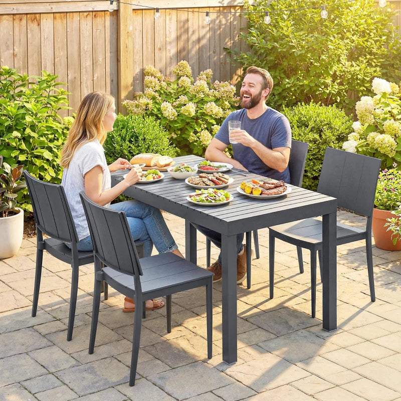 Nancy's Sarre Tuinset - 5-Delige Tuinmeubelset - Tuintafel Set - Grijs - Staal / Kunststof