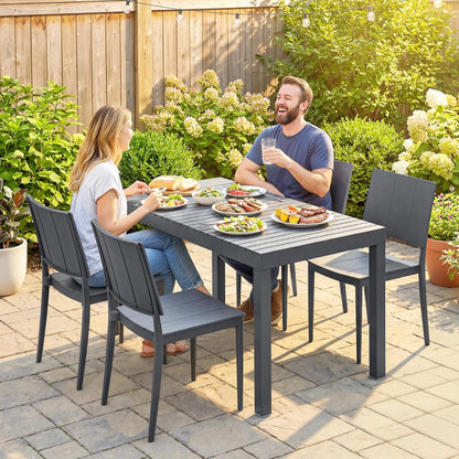 Nancy's Sarre Tuinset - 5-Delige Tuinmeubelset - Tuintafel Set - Grijs - Staal / Kunststof