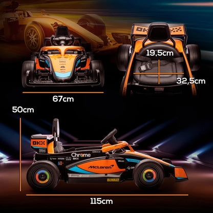 Nancy's Laurens Elektrische Kinderauto - MC Laren Formule 1 Auto voor Kinderen - Kindervoertuig - Muziek / Claxon - Oranje