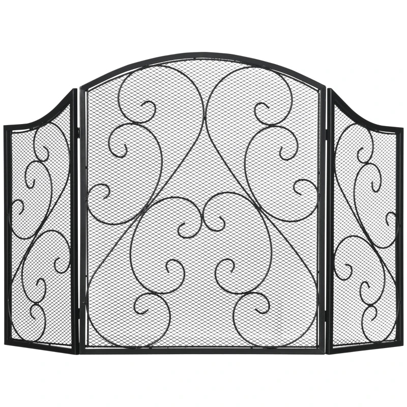 Nancy's Ceira Haardscherm - Openhaardrek - Vonkenscherm - Zwart - Staal - ± 65 x 30 x 80 cm 