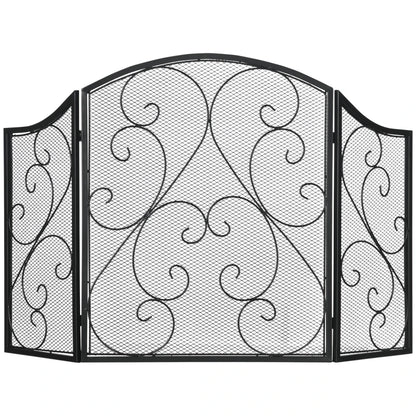 Nancy's Ceira Haardscherm - Openhaardrek - Vonkenscherm - Zwart - Staal - ± 65 x 30 x 80 cm 