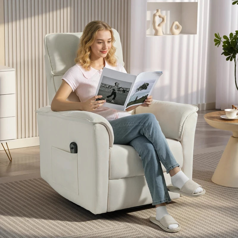 Nancy's Pontebba Elektrische Fauteuil - Relaxfauteuil - Verstelbaar - Crèmewit - Chenille