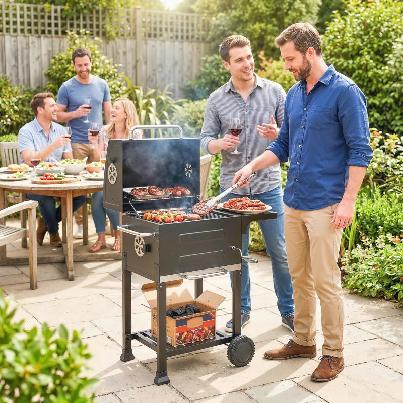 Nancy's Scordia Barbecue - Houtskoolbarbecue - Compacte BBQ - Thermometer - RVS Grillrooster - Zwart