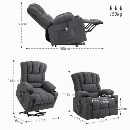 Nancy's Aldeias Sta op stoel - Opsta stoel - Fauteuil - Massagestoel - Donkergrijs - Stof