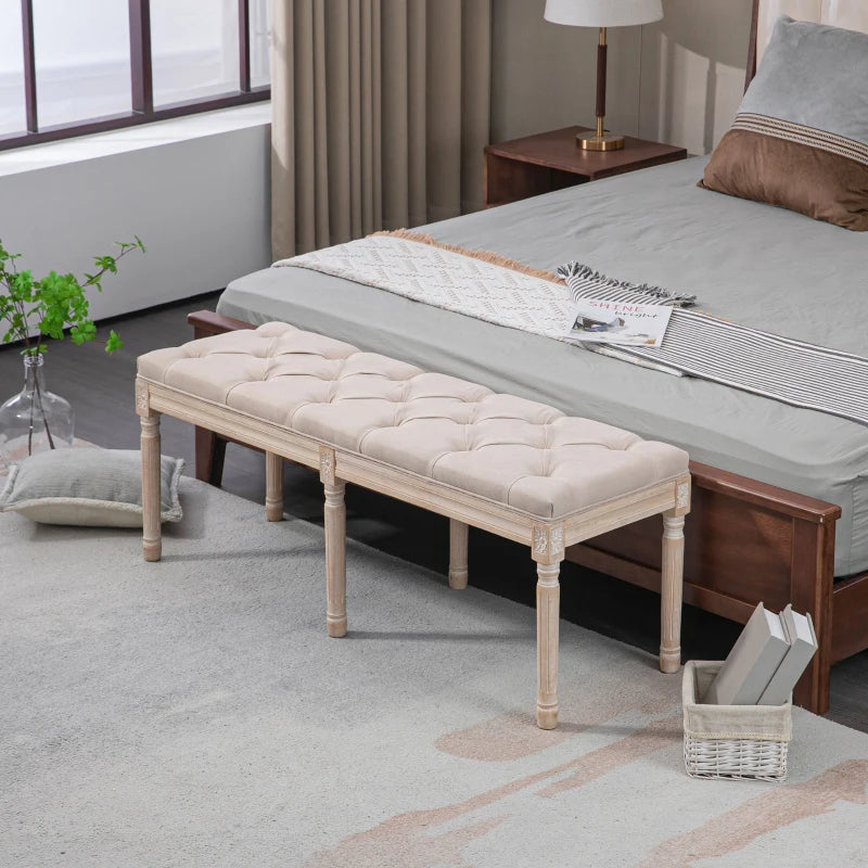 Nancy's Ardesio Bankje - Gangbankje - Zitbankje - Vintage - Beige - ± 120 x 40 x 50 cm
