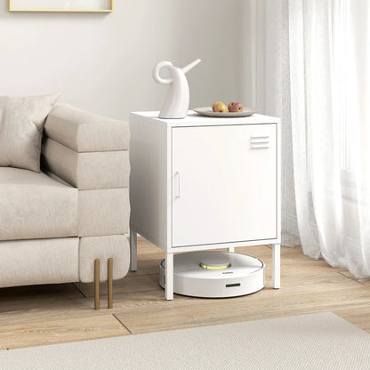 Nancy's Pedemonte Nachtkastje - Bijzettafeltje - Wit - Staal - ± 40 x 40 x 55 cm