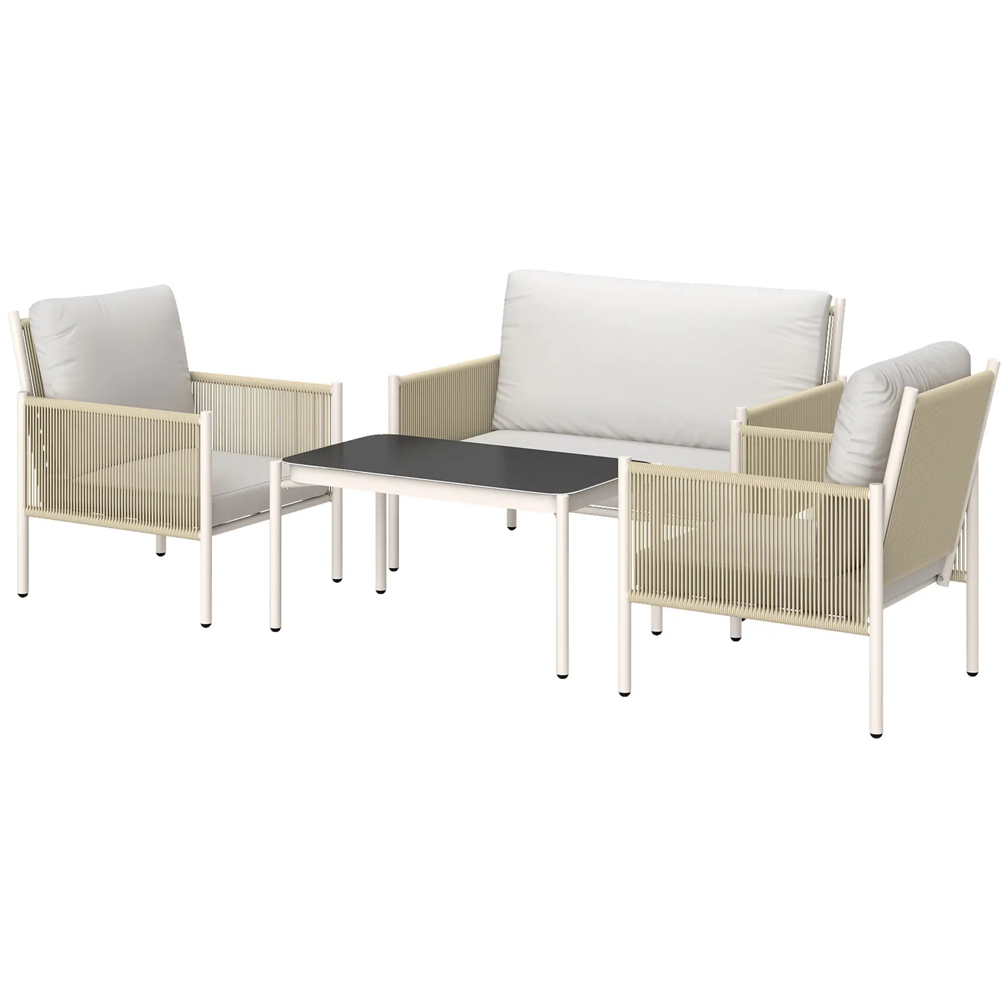 Nancy's Gallio Loungeset - Tuinset - Tuinmeubelset - Lichtgrijs / Bruin - Rotan