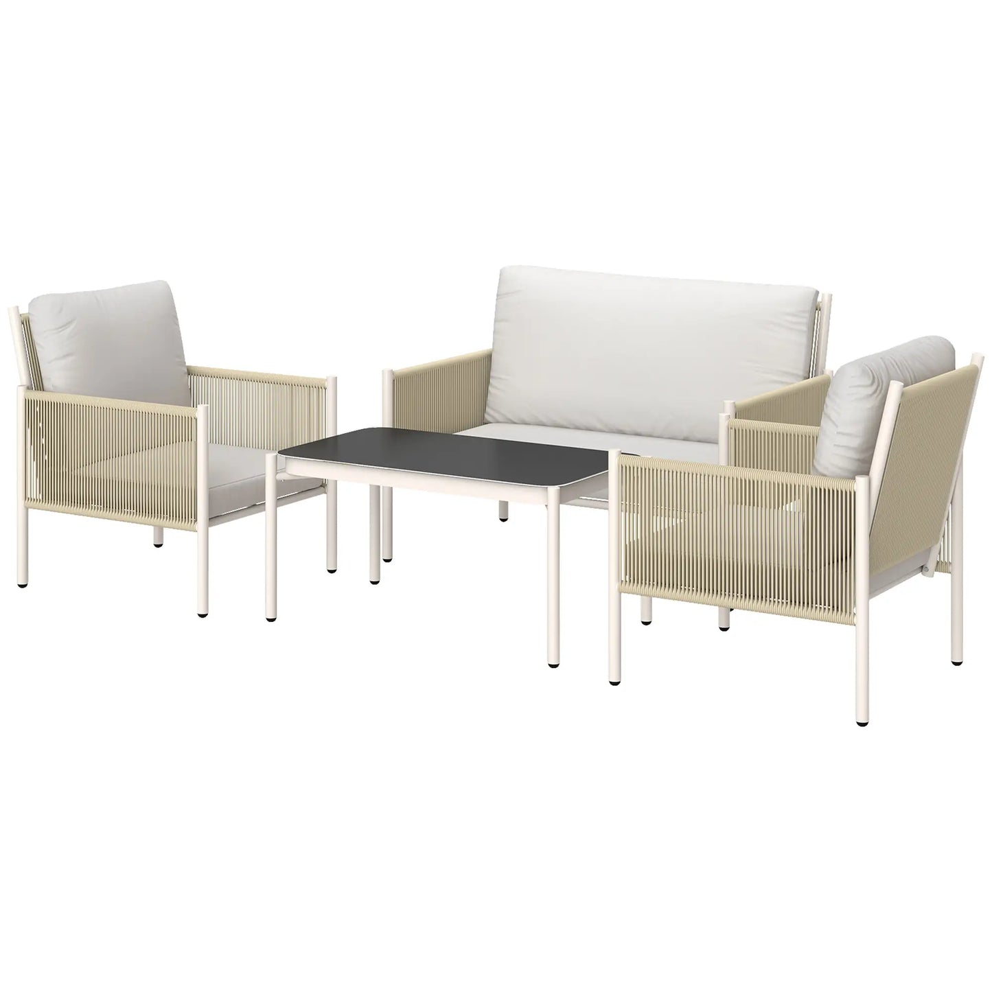 Nancy's Gallio Loungeset - Tuinset - Tuinmeubelset - Lichtgrijs / Bruin - Rotan