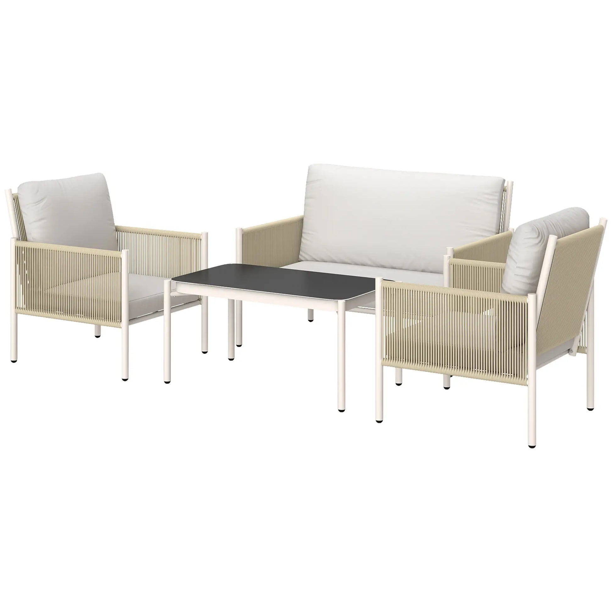 Nancy's Gallio Loungeset - Tuinset - Tuinmeubelset - Lichtgrijs / Bruin - Rotan