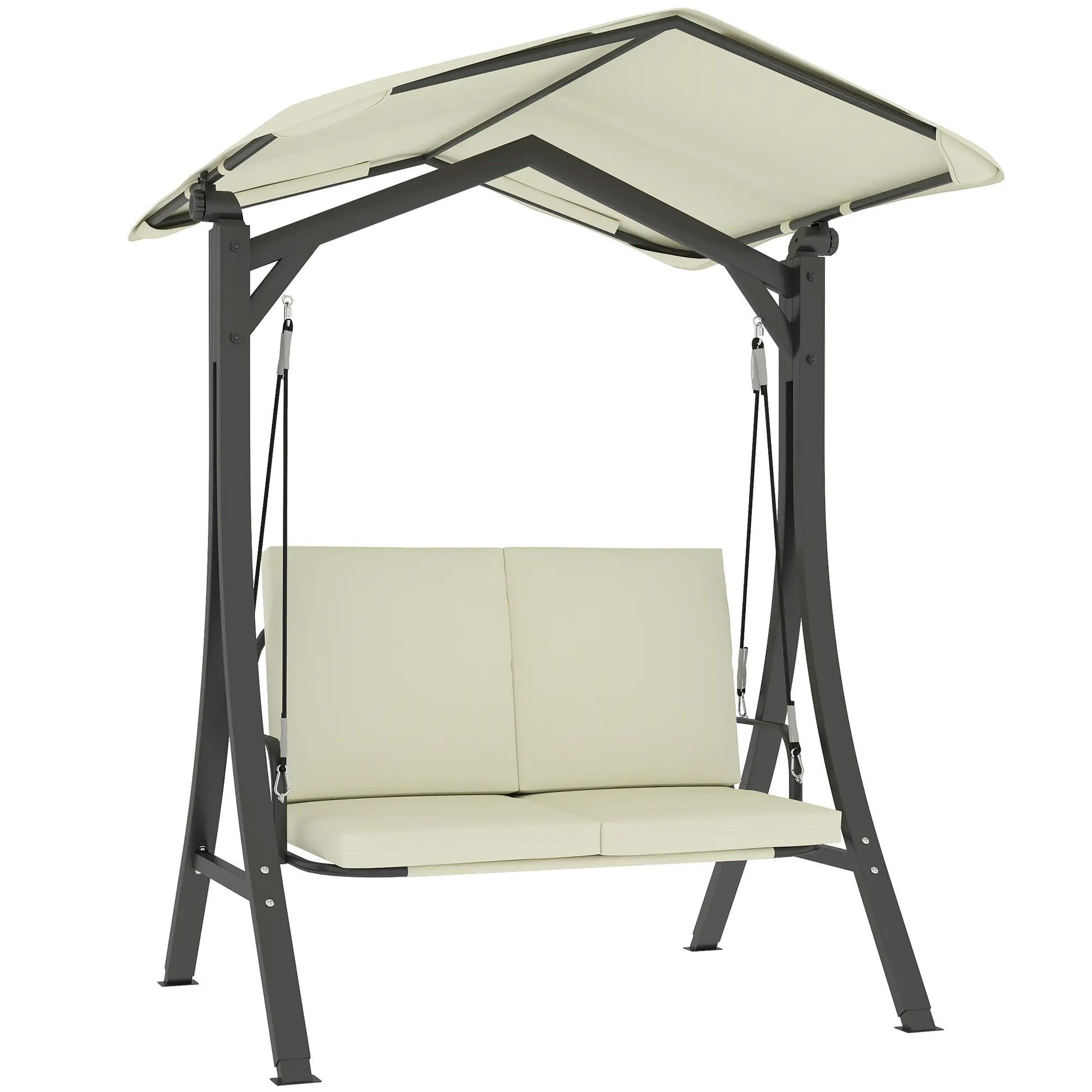 Nancy's Corchiano Schommelbank - Tuinschommel - Hollywood Schommel - Zwart / Crème - ± 150 x 120 x 180 cm
