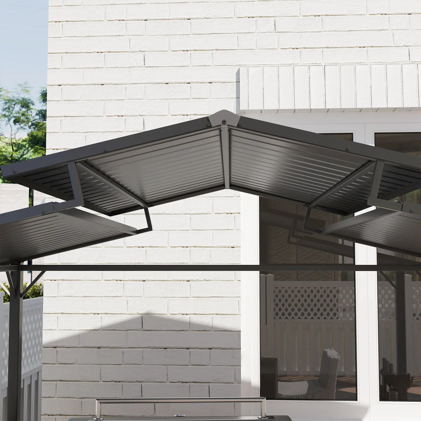 Nancy's Cossignano Barbecue Paviljoen - BBQ Afdak - BBQ Overkapping - Zwart - Staal - 250 x 160 x 250 cm