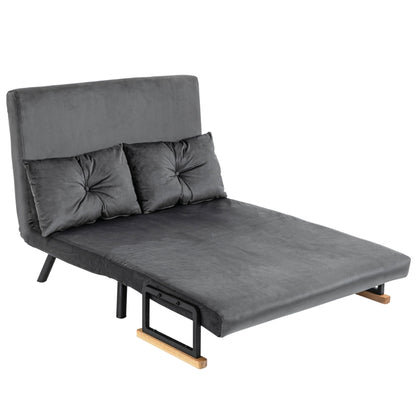 Nancy's Jarrow 2-seater sofa - Sofa bed included. 2 cushions, velvet look, natural + gray