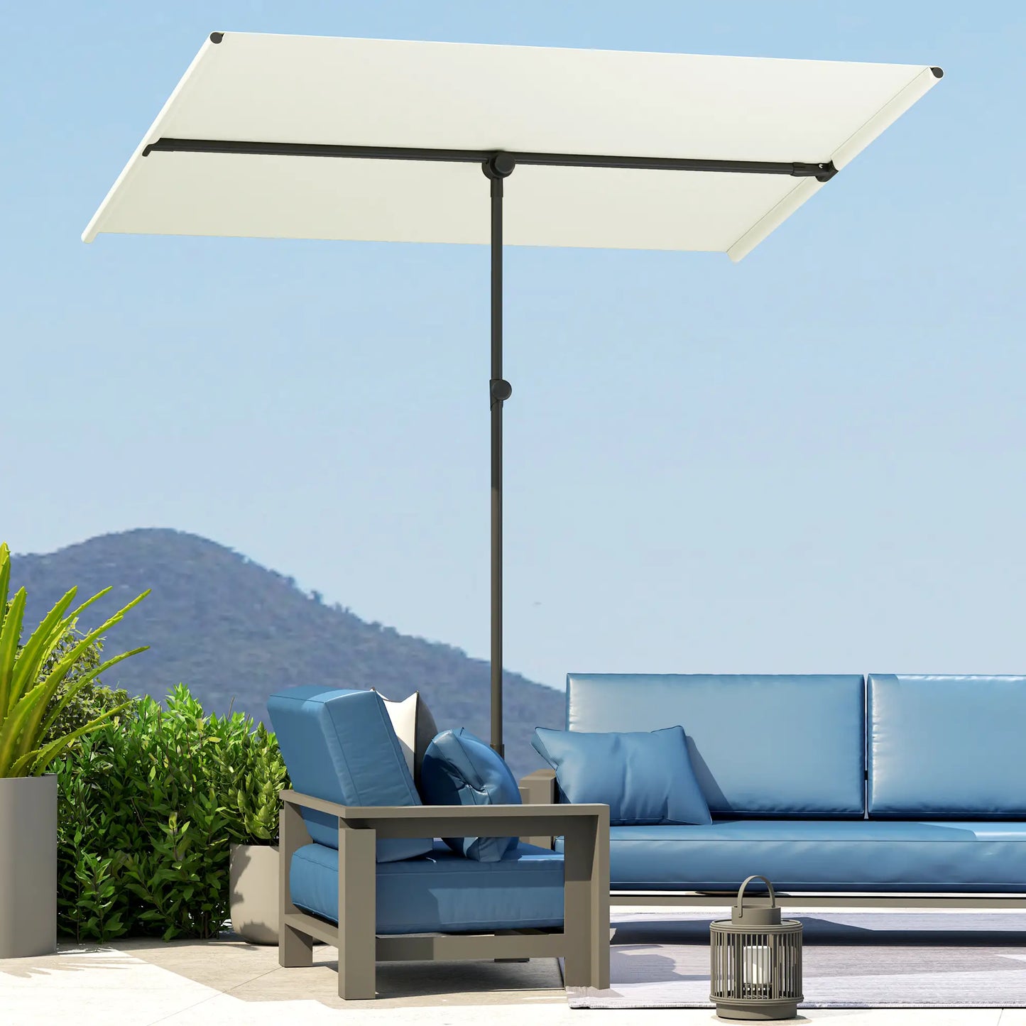 Nancy's Crema Parasol - Tuinparasol - Verstelbaar - Beige - 150 x 205 x 120-215 cm