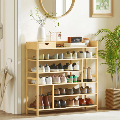Nancy's Malesco Schoenenrek - Opbergrek voor schoenen - Natuurlijk - Bamboe - ± 100 x 30 x 100 cm