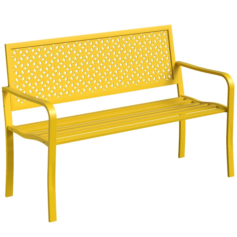 Nancy's Renon Tuinbank - Parkbank - Balkonbank - Geel - Staal - ± 125 x 60 x 85 cm