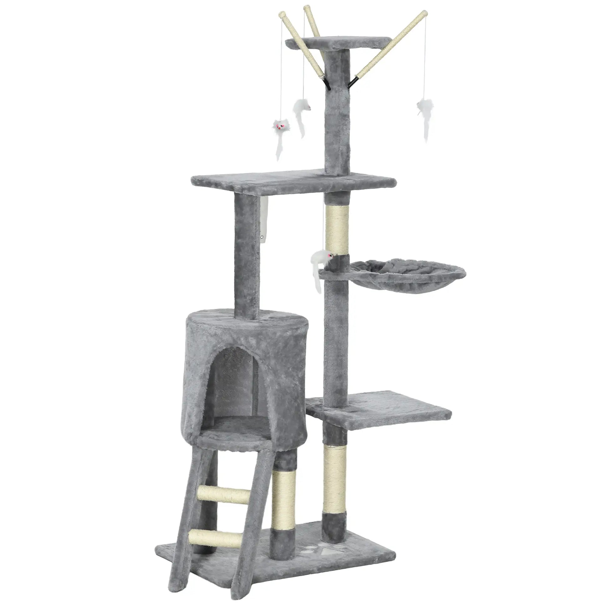 Nancy's Frassilongo Krabpaal - Kattenboom - Grijs - Pluche - ± 50 x 35 x 135 cm