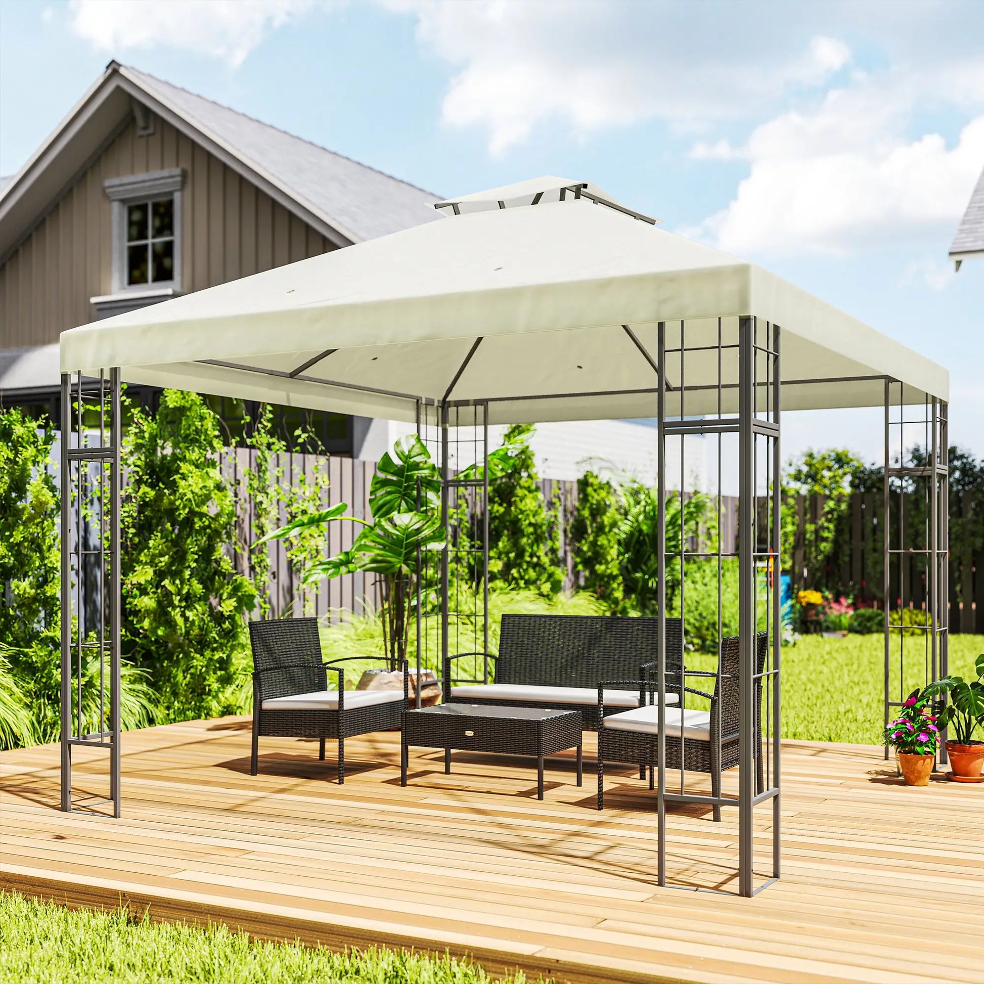 Nancy's Copertino Paviljoen - Tuinpaviljoen - Partytent - Roomwit - ± 300 x 300 x 280 cm