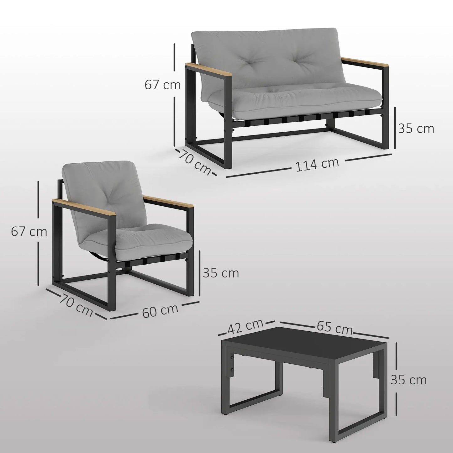 Nancy's Grugliasco Loungeset - Tuinset - 4 Personen - Grijs / Zwart