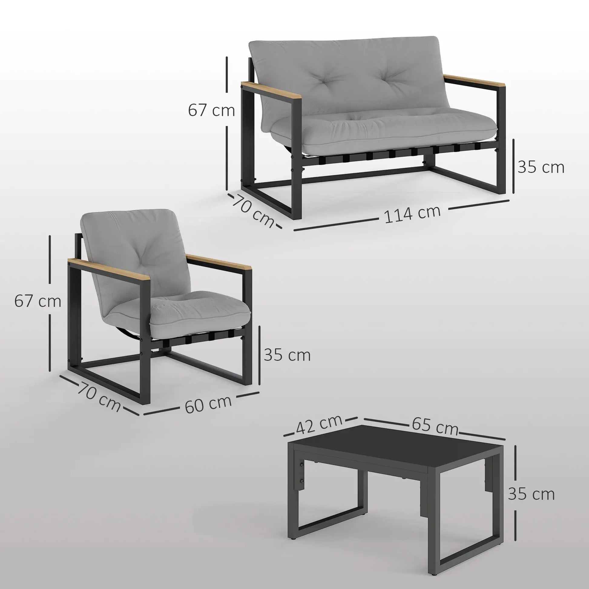 Nancy's Grugliasco Loungeset - Tuinset - 4 Personen - Grijs / Zwart