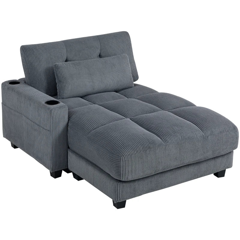 Nancy's Ostiglia 1-Zitsbank - Lounge Fauteuil - Slaapbank - Met Bekerhouders - Donkergrijs - Corduroy