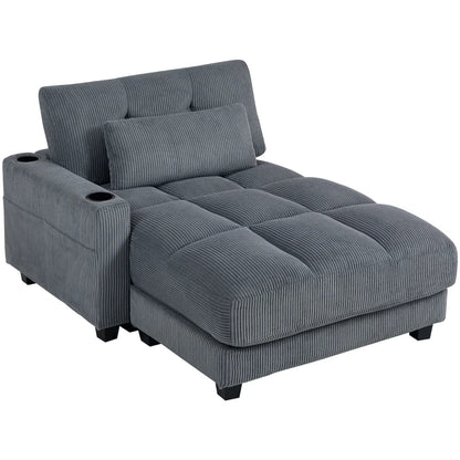 Nancy's Ostiglia 1-Zitsbank - Lounge Fauteuil - Slaapbank - Met Bekerhouders - Donkergrijs - Corduroy