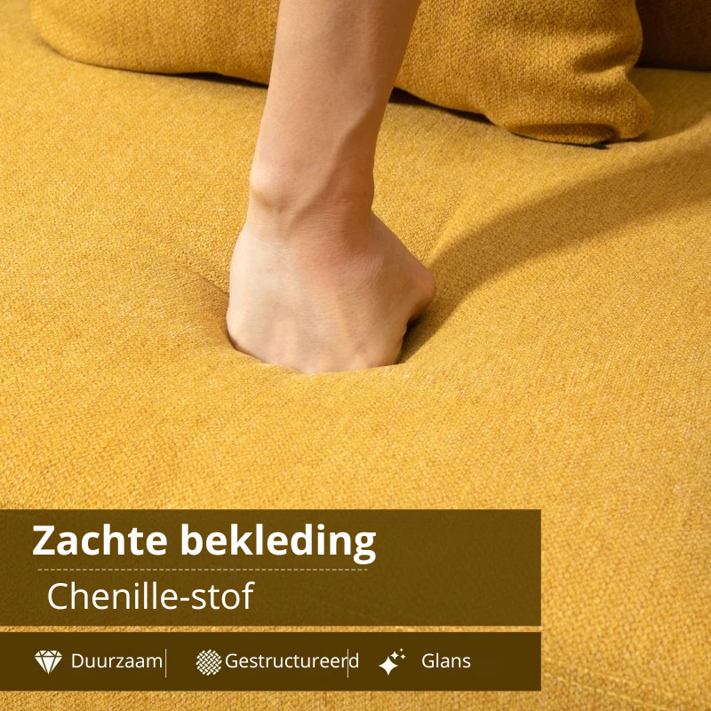 Nancy's Seregno 2-Zitsbank - Tweezitsbank - Woonkamerbank - Zitbank - Geel - Fluweel - 130 x 70 x 80 cm