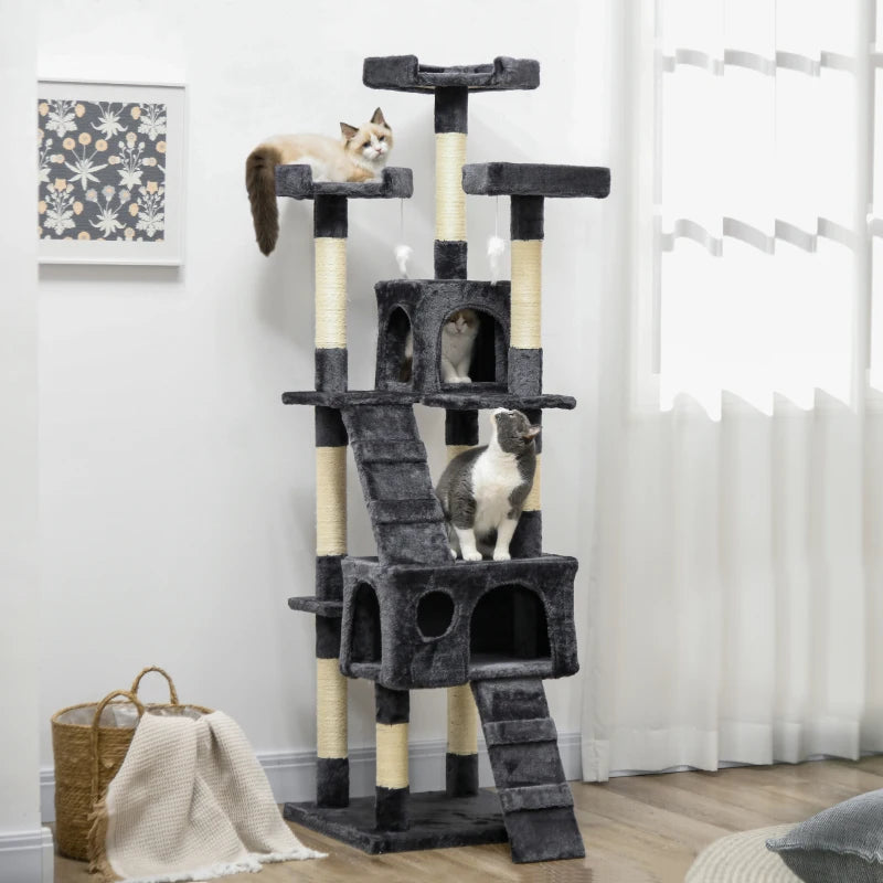 Nancy's Tortona Klimboom voor Katten - Krabpaal - Kattenboom - Donkergrijs - 49 x 49 x 173 cm