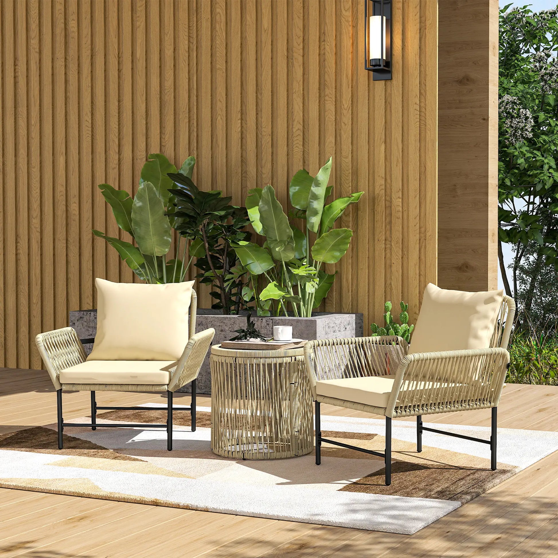 Nancy's Gavoi Tuinset - Tuinmeubelset - Kaki / Beige / Zwart - Rotan