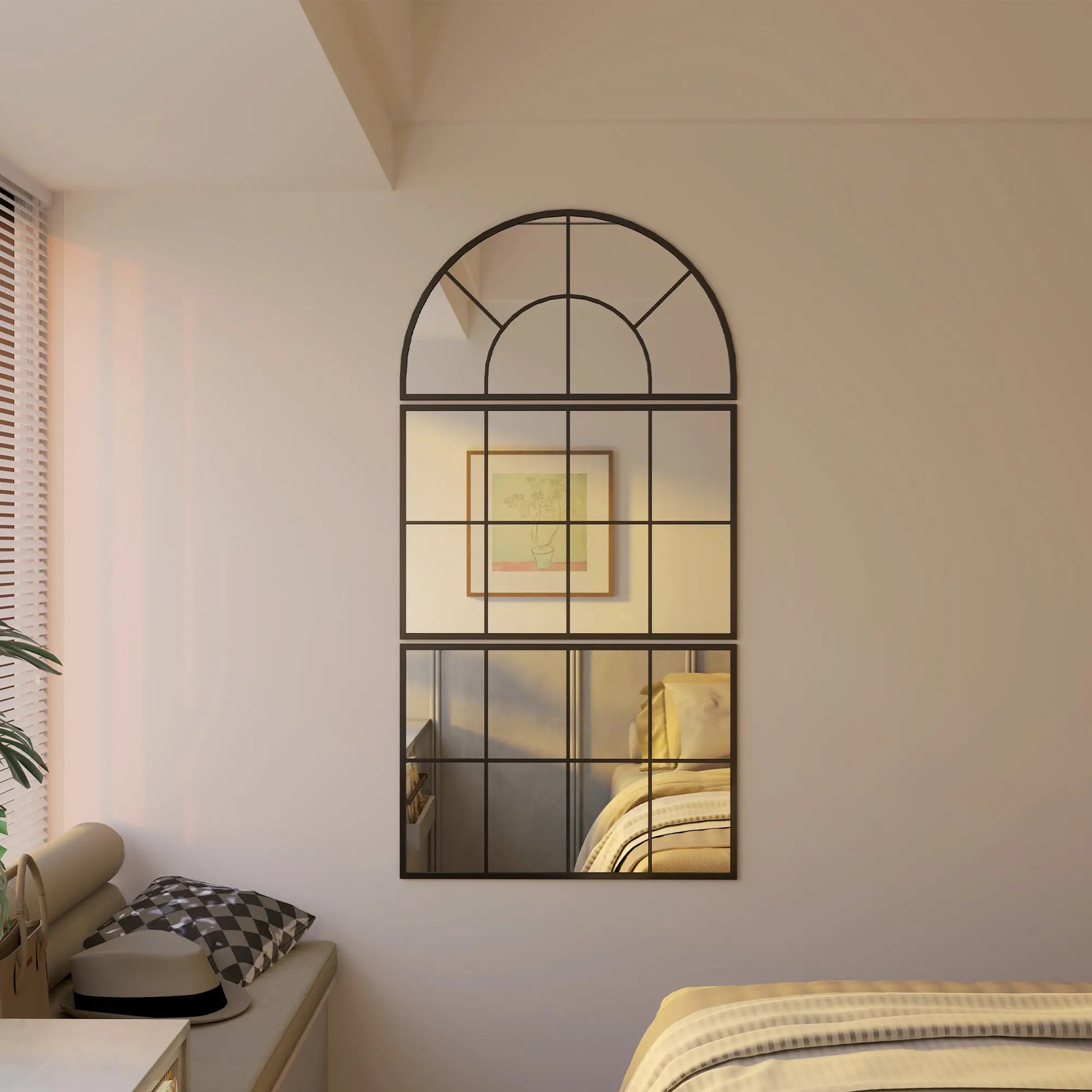 Nancy's Friastelas Spiegel - Wandspiegel - Hangspiegel - Zwart - Staal - ± 75 x 45 cm