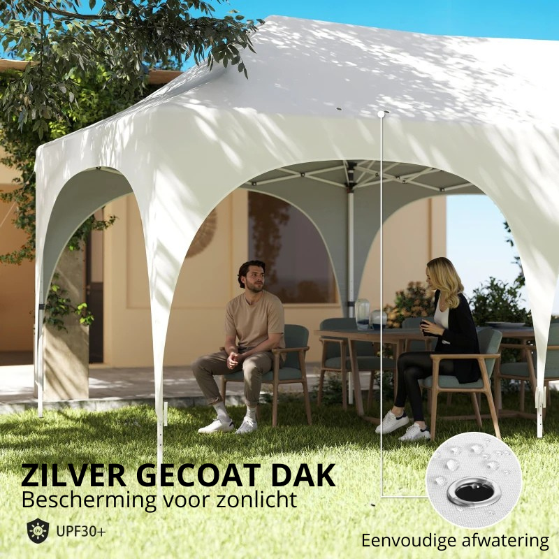 Nancy's Polinago Party tent - Paviljoen - Opvouwbaar - Lichtgrijs / Wit - ± 600 x 30B x 315 cm