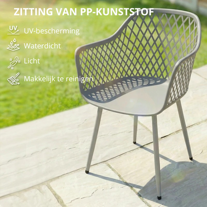 Nancy's Selargius Tuinstoelen - Terrasstoelen - Set van 4 - UV-Bestendig - Grijs - Kunststof