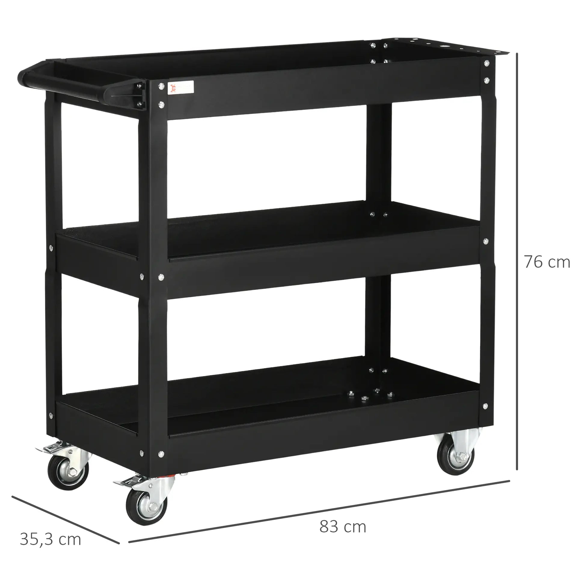 Nancy's Conselice Gereedschapswagen - Gereedschapskast - Zwart - Staal - ± 85 x 35 x 75 cm