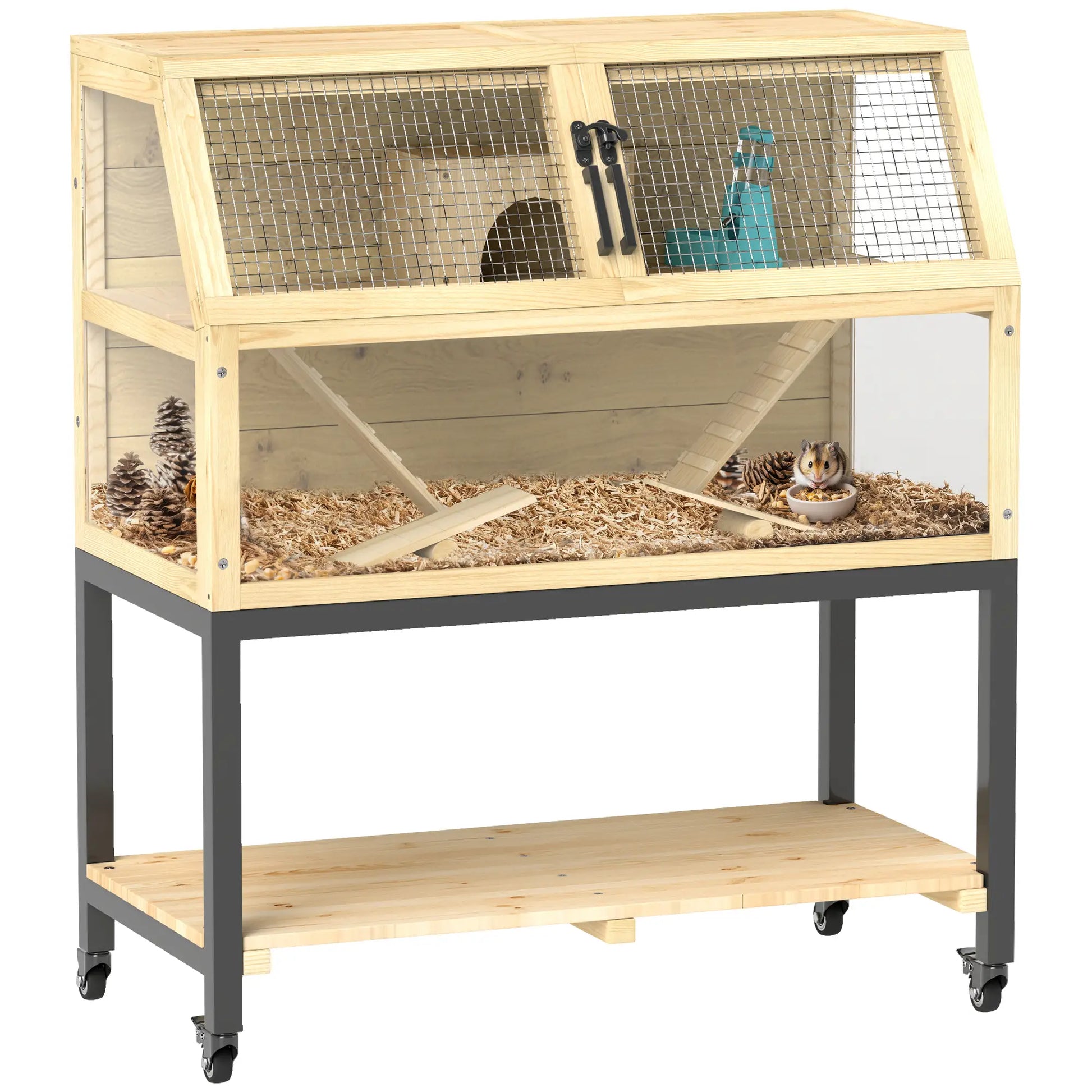 Nancy's Irivo Knaagdierenkooi - Dwerghamsterkooi - Hamsterkooi - Rattenkooi - Dennenhout - ± 90 x 40 x 100 cm