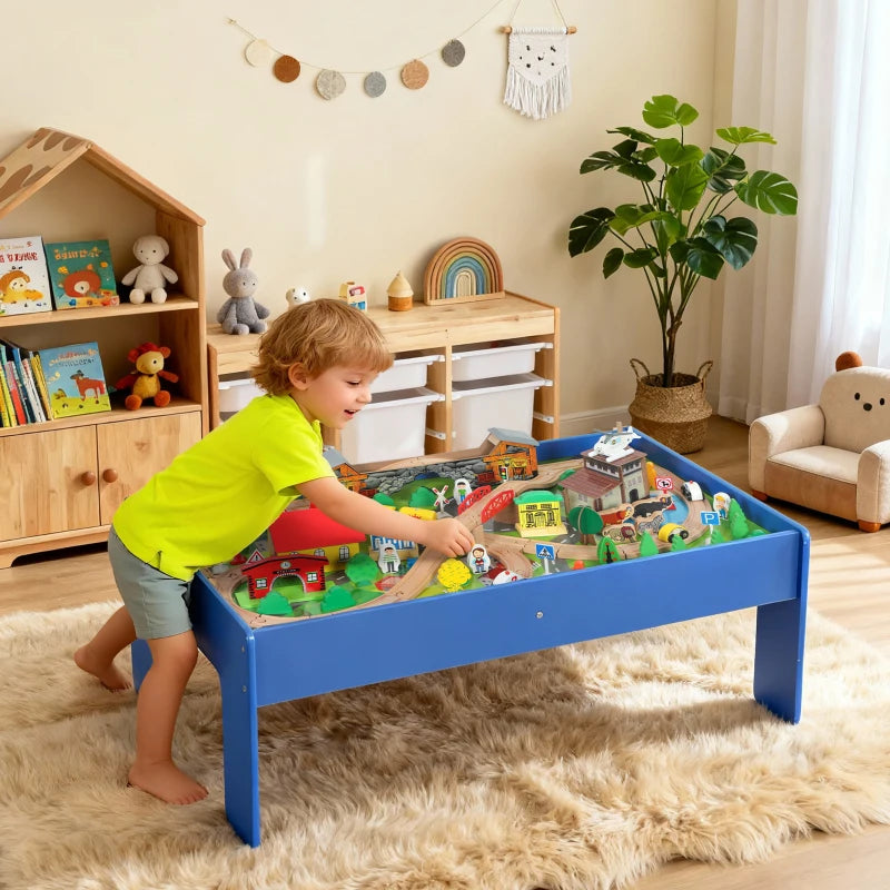 Nancy's Pezzaze Speeltafel voor kinderen - Treintafel - 108-delige houten treinset - Blauw