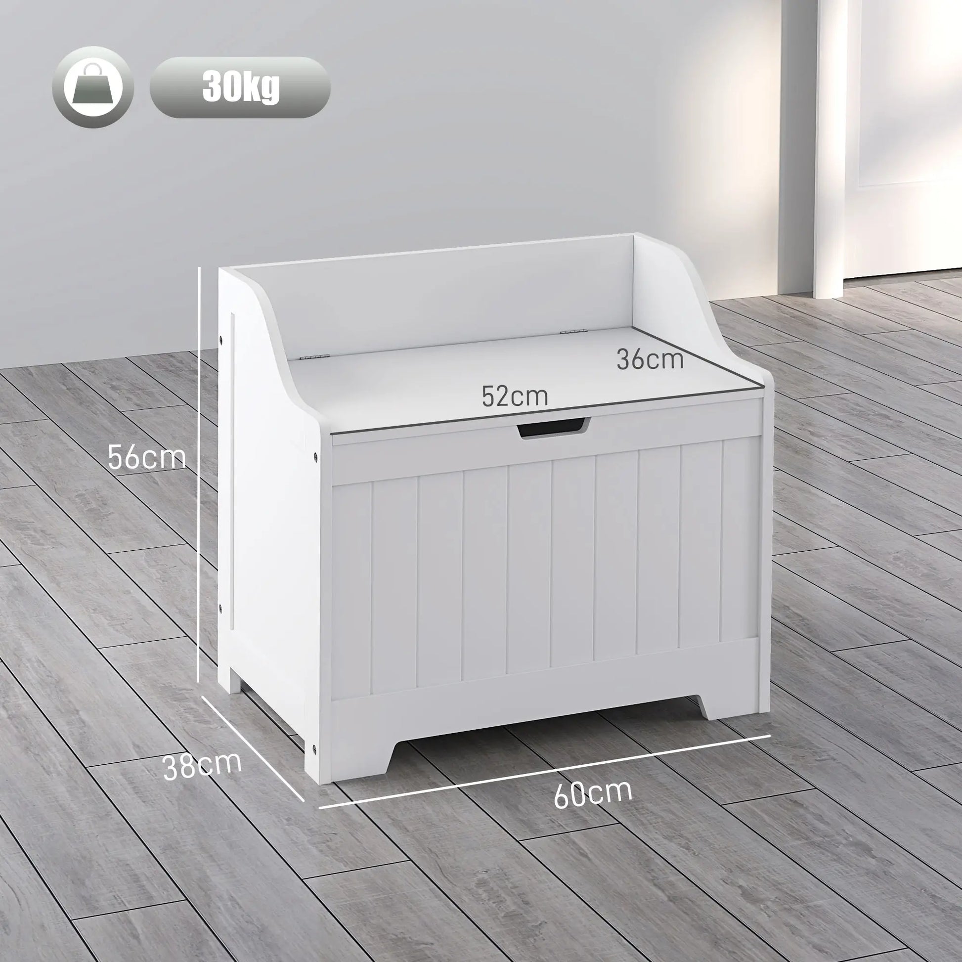 Nancy's Filettino Opbergkist - Kist - Speelgoedkist - Wit - ± 60 x 40 x 55 cm
