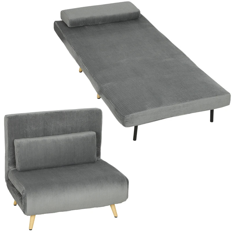 Nancy's Varazze Slaapfauteuil - Slaapbank - Slaapstoel - Verstelbare rugleuning - Grijs - Corduroy