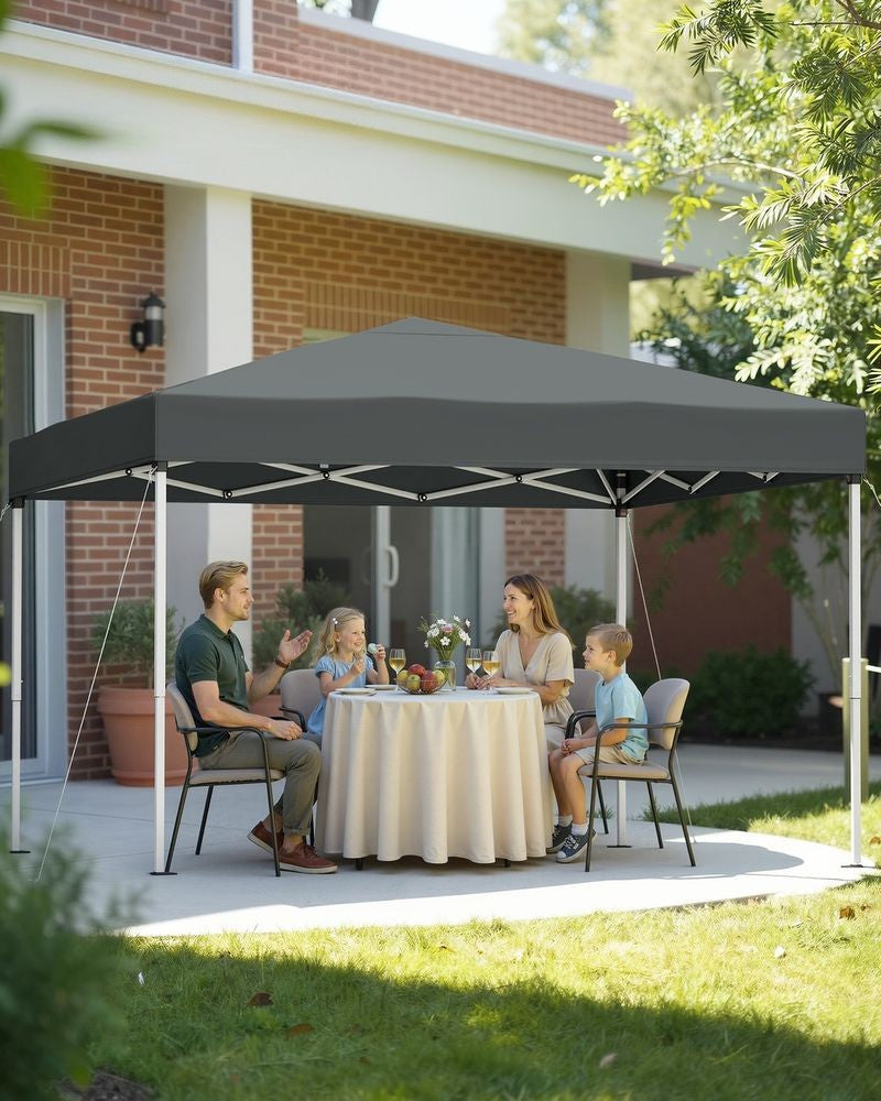 Nancy's Rubano Partytent - Tuintent - Opvouwbaar frame - Zonwering - Draagbaar - Grijs - ± 300 x 300 x 260 cm