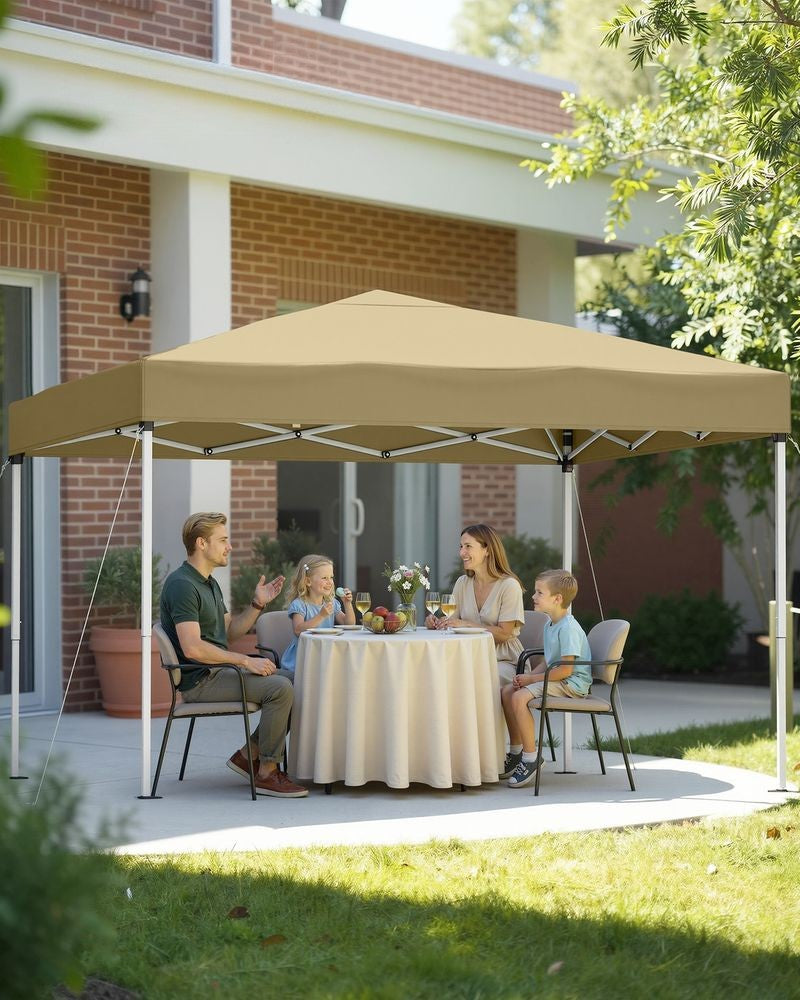 Nancy's Rubano Partytent - Tuintent - Opvouwbaar frame - Zonwering - Draagbaar - Beige - ± 300 x 300 x 260 cm