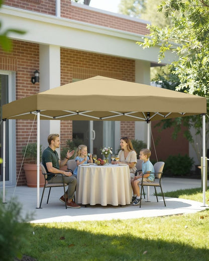 Nancy's Rubano Partytent - Tuintent - Opvouwbaar frame - Zonwering - Draagbaar - Beige - ± 300 x 300 x 260 cm