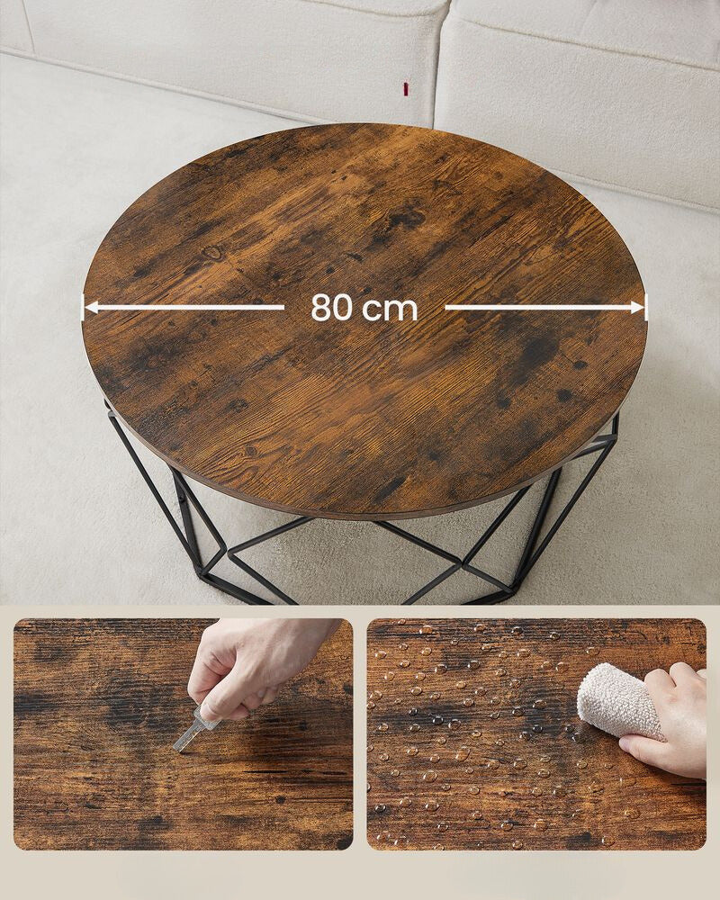Nancy's Wombwell Salontafel Multifunctioneel - Bruin - Zwart - Industrieel - Vintage - 80 x 45 cm Ø x H