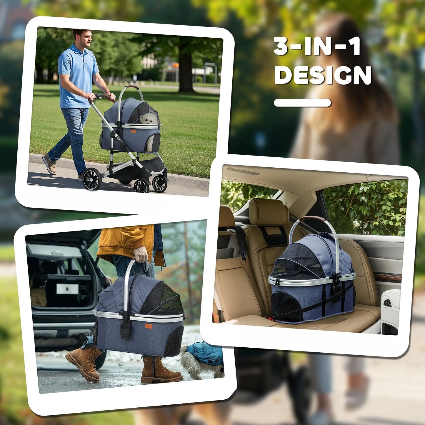 Nancy's Collegiove Reiswagen voor Huisdieren - Kattenbuggy - Hondenbuggy - Blauw / Zilver